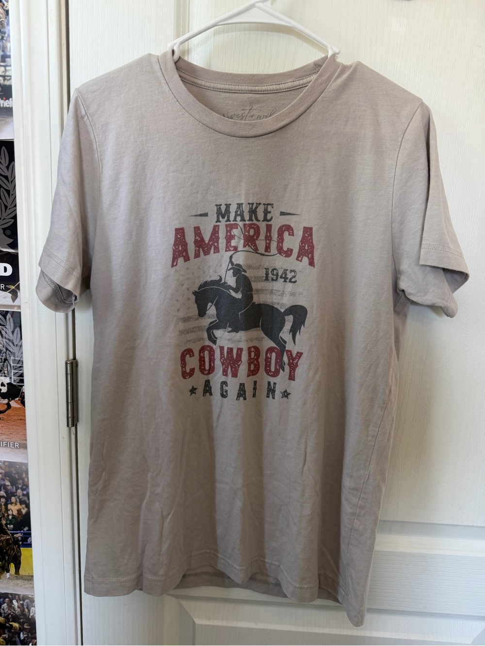 Make America Cowboy Again Short Sleeve Graphic Tee - Taupe